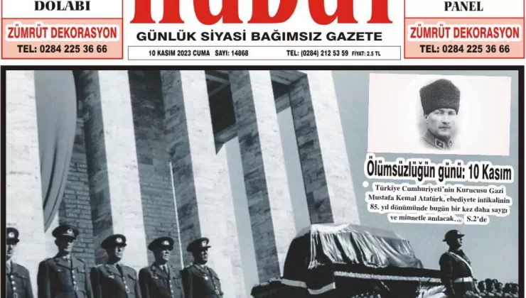 10 Kasım 2023 Cuma Hudut Gazetesi