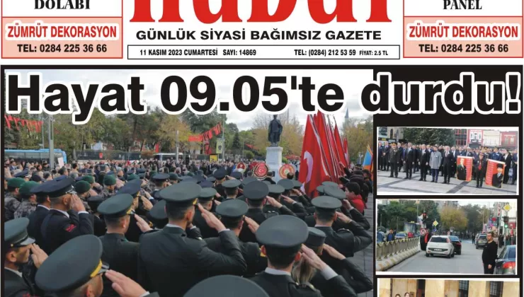 11 Kasım 2023 Cumartesi Hudut Gazetesi