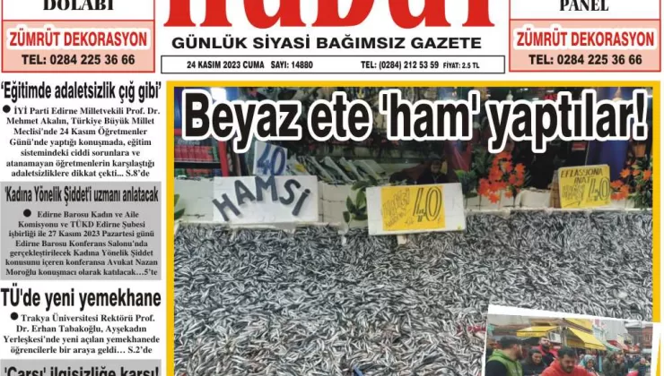 24 Kasım 2023 Cuma Hudut Gazetesi