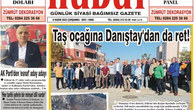 8 Kasım 2023 Çarşamba Hudut Gazetesi