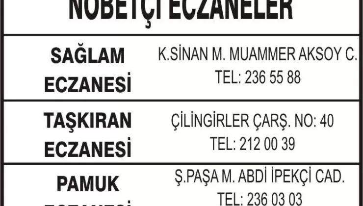 Nöbetçi Eczaneler