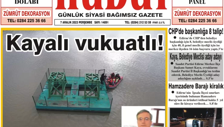 7 Aralık 2023 Perşembe Hudut Gazetesi