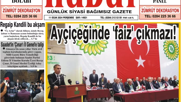 11 Ocak 2024 Perşembe Hudut Gazetesi