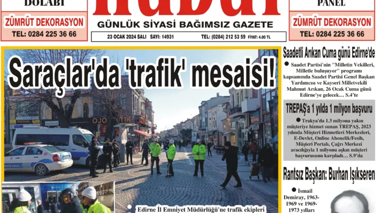 23 Ocak 2024 Salı Hudut Gazetesi