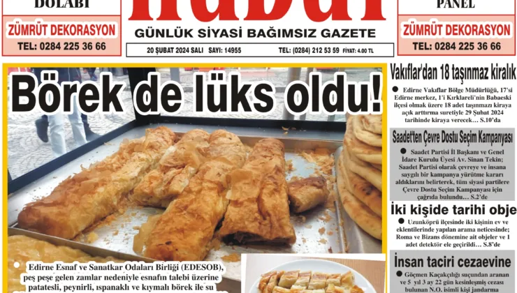 20 Şubat 2024 Salı Hudut Gazetesi