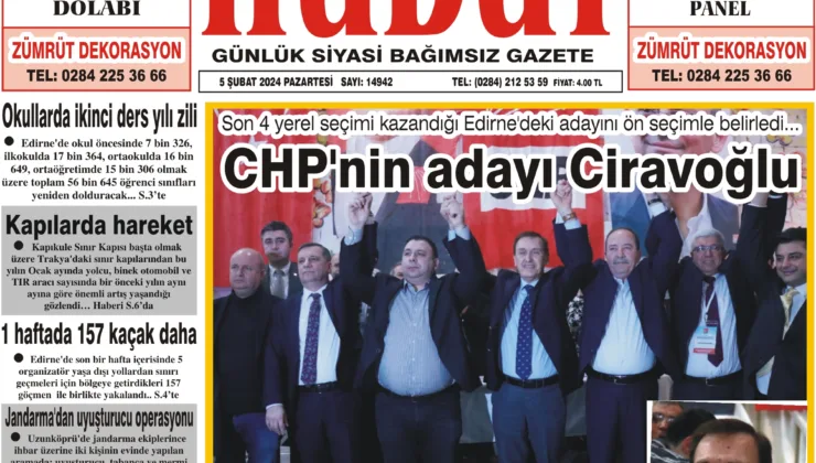 5 Şubat 2024 Pazartesi Hudut Gazetesi