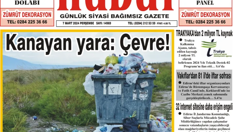 7 Mart 2024 Perşembe Hudut Gazetesi