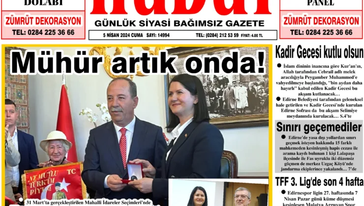 5 Nisan 2024 Cuma Hudut Gazetesi
