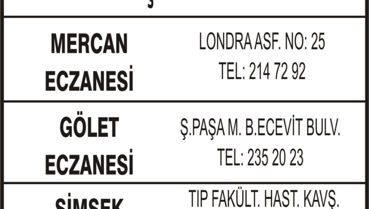 Nöbetçi Eczaneler