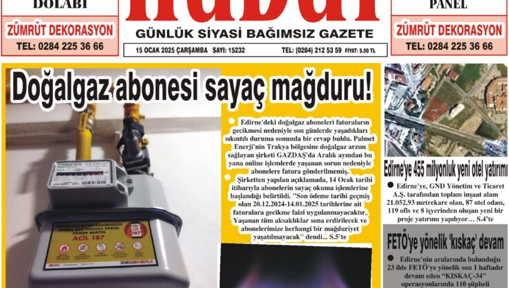 15 Ocak 2025 Çarşamba Hudut Gazetesi