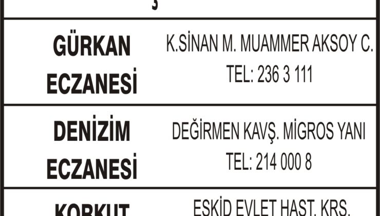 Nöbetçi Eczaneler