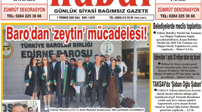 1 Temmuz 2025 Salı Hudut Gazetesi