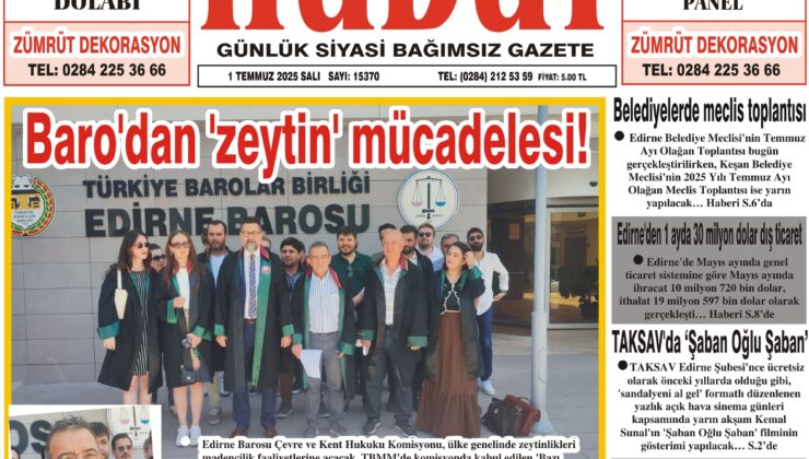 1 Temmuz 2025 Salı Hudut Gazetesi
