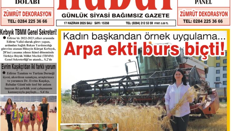 17 Haziran 2025 Salı Hudut Gazetesi