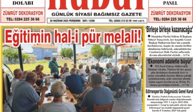 26 Haziran 2025 Perşembe Hudut Gazetesi