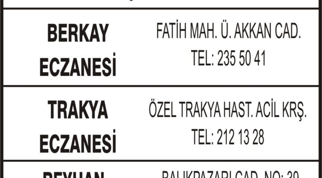 Nöbetçi Eczaneler