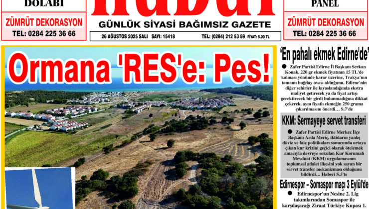 26 Ağustos 2025 Salı Hudut Gazetesi