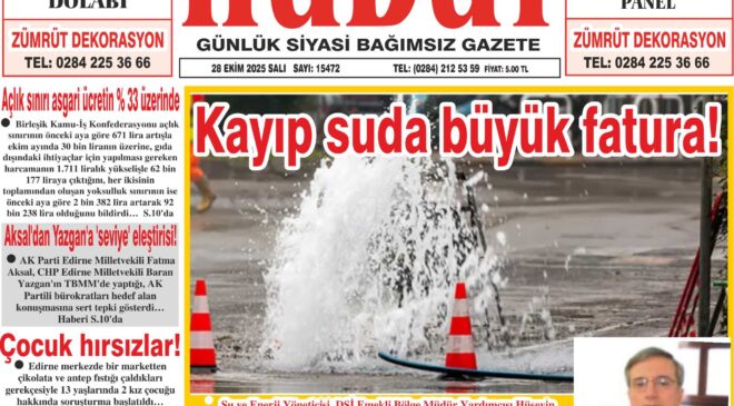 28 Ekim 2025 Salı Hudut Gazetesi