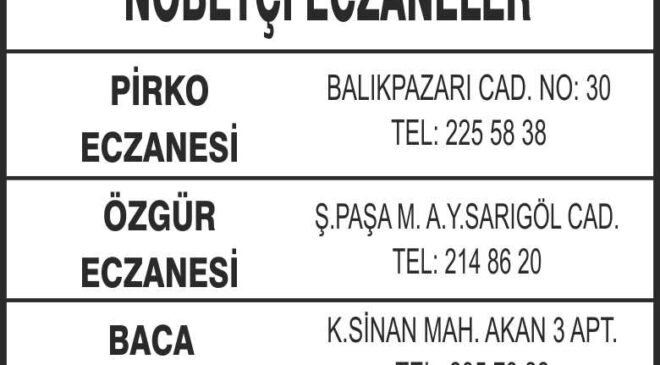 Nöbetçi Eczaneler