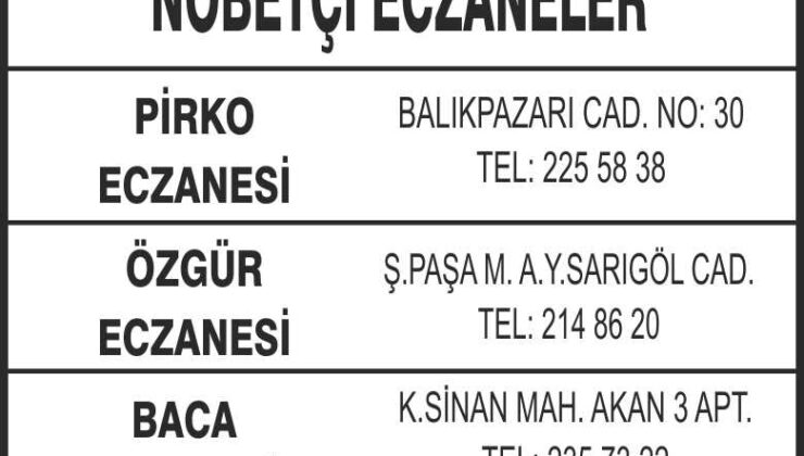 Nöbetçi Eczaneler
