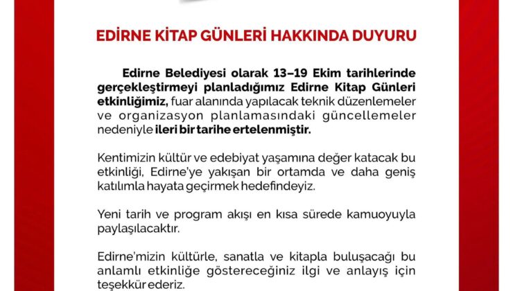 Kitap Günleri ertelendi