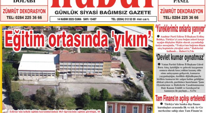 14 Kasım 2025 Cuma Hudut Gazetesi