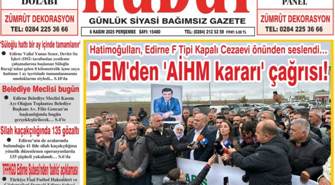 6 Kasım 2025 Perşembe Hudut Gazetesi