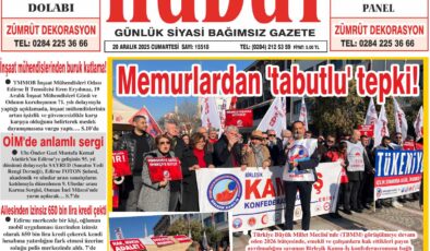 20 Aralık 2025 Cumartesi Hudut Gazetesi
