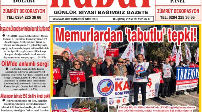 20 Aralık 2025 Cumartesi Hudut Gazetesi