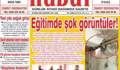 29 Aralık 2025 Pazartesi Hudut Gazetesi