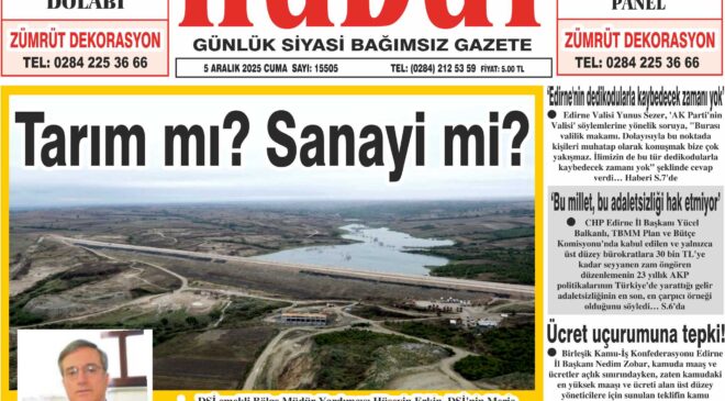 5 Aralık 2025 Cuma Hudut Gazetesi