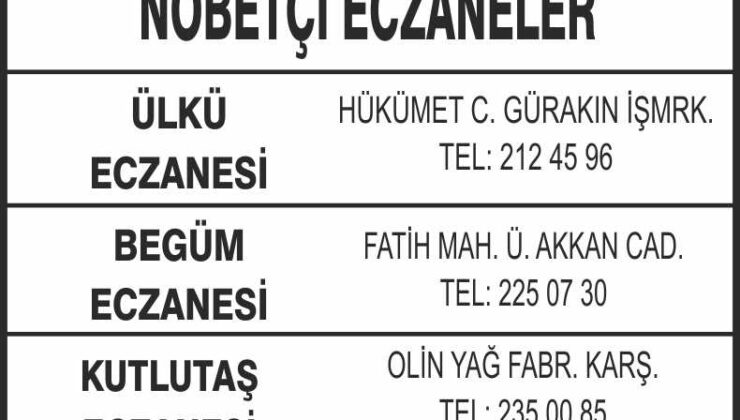 Nöbetçi Eczaneler