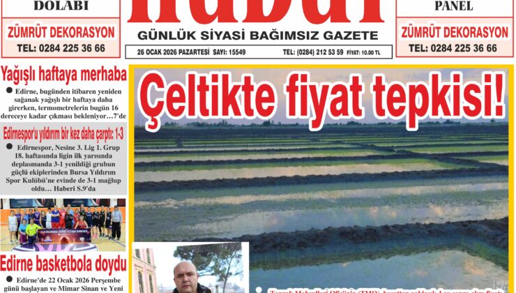 26 Ocak 2026 Pazartesi Hudut Gazetesi