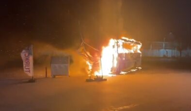 Kapıkule’de otobüs yangını!