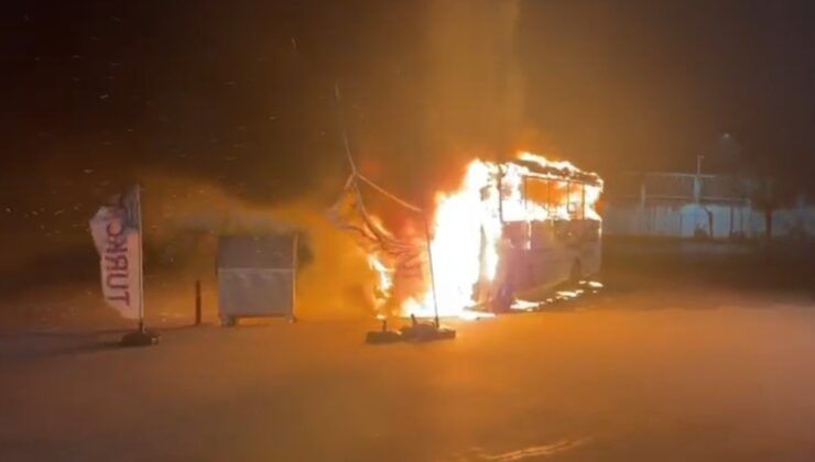 Kapıkule’de otobüs yangını!