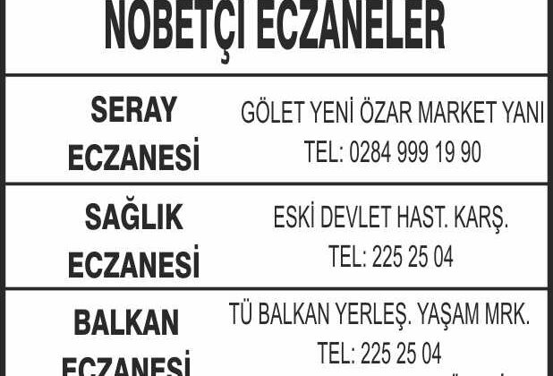 Nöbetçi Eczaneler