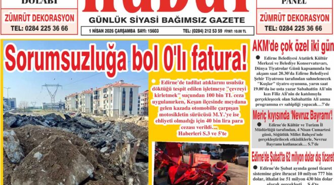 1 Nisan 2026 Çarşamba Hudut Gazetesi