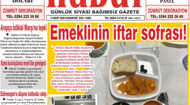 14 Mart 2026 Cumartesi Hudut Gazetesi
