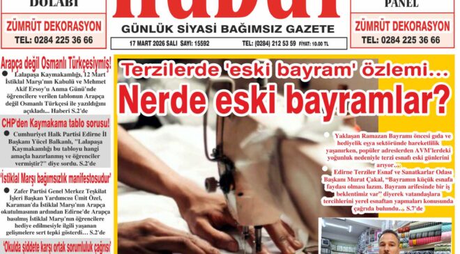 17 Mart 2026 Salı Hudut Gazetesi