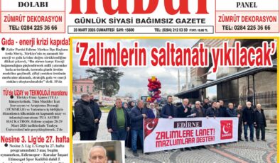 28 Mart 2026 Cumartesi Hudut Gazetesi