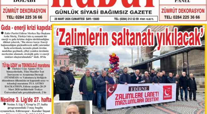 28 Mart 2026 Cumartesi Hudut Gazetesi