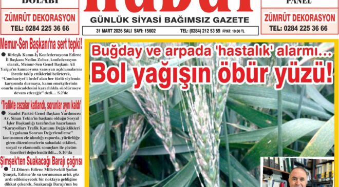 31 Mart 2026 Salı Hudut Gazetesi