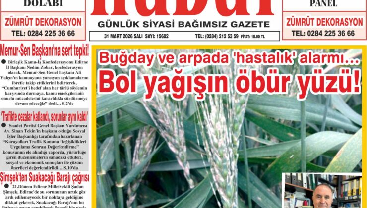 31 Mart 2026 Salı Hudut Gazetesi