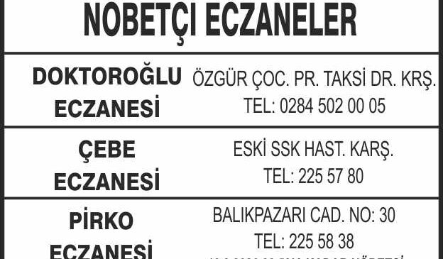Nöbetçi Eczaneler