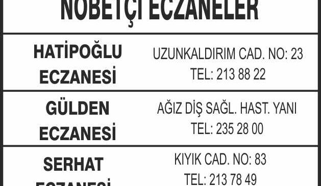Nöbetçi Eczaneler