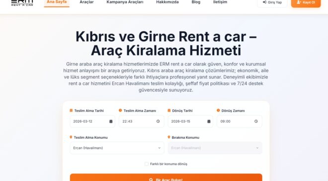 ERM Rent A Car ile Kıbrıs’ta Konforlu Araç Kiralama Deneyimi