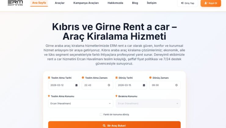 ERM Rent A Car ile Kıbrıs’ta Konforlu Araç Kiralama Deneyimi