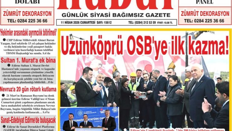 11 Nisan 2026 Cumartesi Hudut Gazetesi
