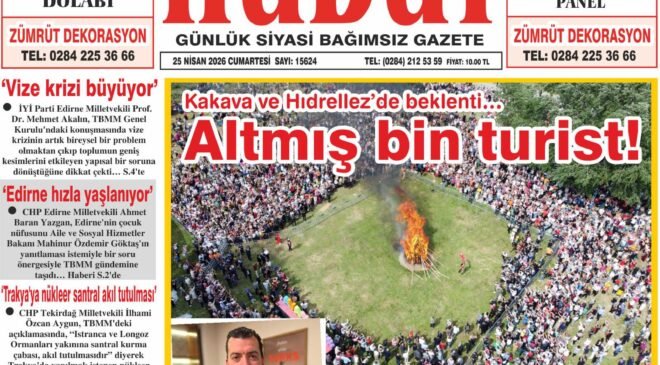 25 Nisan 2026 Cumartesi Hudut Gazetesi