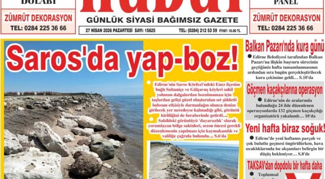 27 Nisan 2026 Pazartesi Hudut Gazetesi